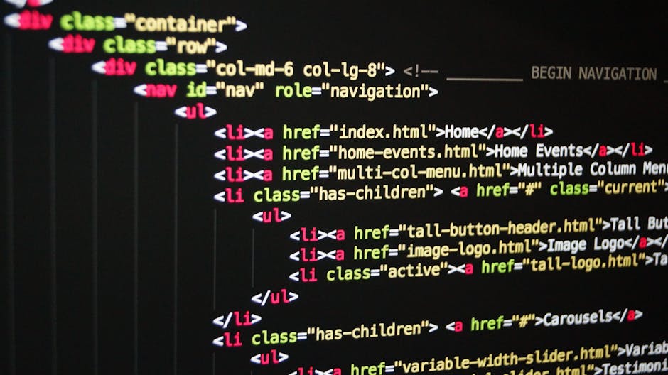 A close-up view of a computer screen displaying colorful lines of code against a dark background, with visible syntax highlighting in shades of pink, blue, green, and white. The code appears to be Jav